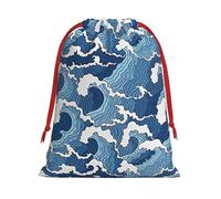 BBEXJIGY Stormy Sea impresión Navidad cordón regalos bolsa de poliéster bolsa de almacenamiento bolsa de fiesta favor bolsa