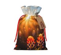 BBEXJIGY Texas Bluebonnets Scenery - Bolsas de regalo de poliéster con cordón, 1 unidad, bolsas de regalo de Navidad
