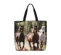 BBEXJIGY Three Running Horses Print - Bolsa de mano portátil para mujer, grande, para playa, viajes, gimnasio, bolso de verano