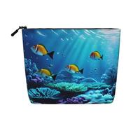BBEXJIGY Tranquil Underwater Scenery Print - Bolsa de maquillaje de una sola capa de lino falso, elegante y práctico organizador para cosméticos, Negro -, Talla única