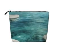 BBEXJIGY Tranquil Water - Bolsa de maquillaje de una sola capa con estampado de agua falsa, elegante y práctico organizador para cosméticos, Negro -, Talla única
