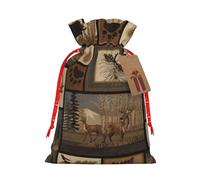 BBEXJIGY Wild Animals - Bolsas de regalo de poliéster con estampado retro de granja, 1 pieza, bolsas de regalo de Navidad