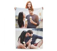 Bbflyper Manta Personalizada con Foto Texto Manta Franela Personalizado 1-8 Collage de Fotos,Regalos para Esposa,Marido,Niños-2Foto,150 x 200cm