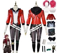 bbganlian Anime Arcane Season 2 Vi Nueva Piel Disfraz de Cosplay Juego de role Caitlyn Uniforme Conjunto Completo Halloween Fiesta Carnaval Traje de vestir con Peluca para Mujeres (M)