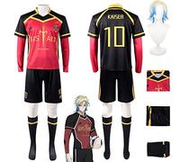 bbganlian Anime Blue Lock Michael Kaiser Disfraz de Cosplay Bachira Meguru Juego de role Uniforme Conjunto Completo Halloween Carnaval Traje de vestir con Peluca para Hombres (XS)