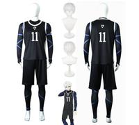 bbganlian Anime Blue Lock Nagi Seishiro Disfraz de Cosplay Michael Kaiser Juego de role Uniforme Conjunto Completo Halloween Fiesta Carnaval Traje de vestir con Peluca para Hombres (M)