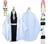 bbganlian Anime Demon Slayer Kanroji Mitsuri Disfraz de cosplay Juego de role Uniforme Conjunto Completo Halloween Fiesta Carnaval Traje de vestir con Peluca para Mujeres (S)