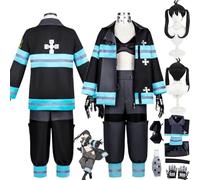 bbganlian Anime Fire Force Kotatsu Tamaki Disfraz de cosplay Shinra Kusakabe Juego de Roles Uniforme Conjunto Completo Halloween Carnaval Traje de Vestir con Peluca para Mujeres (S)