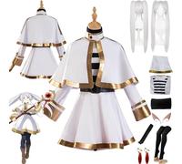 bbganlian Anime Frieren at the Funeral Frieren Disfraz de cosplay Juego de role Uniforme Conjunto Completo Halloween Fiesta Carnaval Traje de vestir con Peluca para Mujeres (XXL)