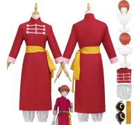 bbganlian Anime Gintama Kagura Disfraz de cosplay Kamui Sakata Gintoki Juego de Roles Uniforme Set Completo Halloween Fiesta Carnaval Traje de Vestir con Peluca Tocado para Mujeres (XL)