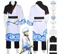 bbganlian Anime Gintama Sakata Gintoki Disfraz de cosplay Kamui Juego de Roles Uniforme Set Completo Halloween Fiesta Carnaval Traje de Vestir con Peluca para Hombres (L)