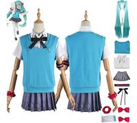 bbganlian Anime H'atsune M'iku 16º Aniversario Disfraz de Cosplay Juego de role Uniforme Conjunto Completo Halloween Fiesta Carnaval Traje de vestir con Peluca Tocado para Mujeres (XXXL)