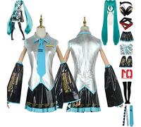 bbganlian Anime H'atsune M'iku Disfraz de Cosplay Juego de role Uniforme Conjunto Completo Halloween Fiesta Carnaval Traje de vestir con Peluca Tocado Auriculares para Mujeres (M)