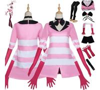 bbganlian Anime Hazbin Hotel Angel Dust Disfraz de cosplay Alastor Charlie Morningstar Uniforme Set Completo Halloween Carnaval Fiesta Traje de Vestir para Mujeres (L)