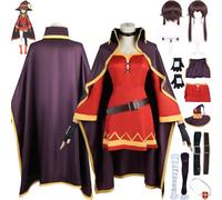 bbganlian Anime KonoSuba God's Blessing On This Wonderful World Disfraz de cosplay Megumin Uniforme Conjunto Completo Halloween Fiesta Traje de Vestir con Peluca Gorro para Mujeres