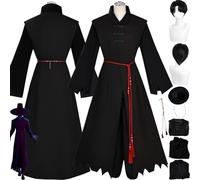 bbganlian Anime KPop Demon Hunters Saja Boys Jinu Disfraz de cosplay Juego de role Uniforme Conjunto Completo Halloween Fiesta Carnaval Traje de vestir con Peluca para Hombres (XS)