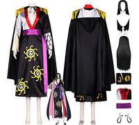 bbganlian Anime One Piece Boa Hancock Disfraz de cosplay Monkey D. Luffy Juego de Roles Uniforme Set Completo Halloween Carnaval Traje de Vestir con Peluca Pendiente para Mujeres