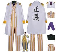 bbganlian Anime One Piece B'orsalino Disfraz de cosplay Portgas D Ace Juego de rol Uniforme Bata Conjunto Completo Halloween Carnaval Fiesta Traje de vestir para Hombres (XXL)