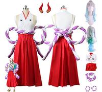 bbganlian Anime One Piece Yamato Disfraz de cosplay Monkey D. Luffy Juego de Roles Uniforme Set Completo Halloween Carnaval Fiesta Traje de Vestir con Peluca Tocado para Mujeres (L)