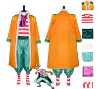 bbganlian Anime Personaje Buggy Disfraz de cosplay One Piece Monkey D Luffy Portgas D Ace Uniforme Conjunto Completo Halloween Fiesta Carnaval Traje de vestir para Hombres (M)