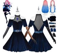 bbganlian Anime Personaje Mizi Disfraz de cosplay Alien Stage Luka Juego de role Uniforme Conjunto Completo Halloween Fiesta Carnaval Traje de vestir con Peluca para Mujeres (M)