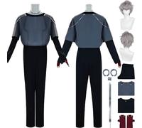bbganlian Anime Personaje Till Disfraz de cosplay Alien Stage Mizi Luka Juego de role Uniforme Conjunto Completo Halloween Fiesta Carnaval Traje de Vestir con Peluca para Hombres (XS)