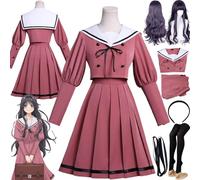 bbganlian Anime The Fragrant Flower Blooms with Dignity Disfraz de cosplay Waguri Kaoruko Uniforme Conjunto Completo Halloween Carnaval Traje de Vestir con Peluca para Mujeres (M)