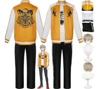 bbganlian Anime Wind Breaker Choji Tomiyama Disfraz de cosplay Hayato Suo Juego de role Uniforme Conjunto Completo Halloween Fiesta Carnaval Traje de Vestir con Peluca para Hombres (L)
