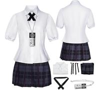 bbganlian Live-action Version Kakegurui Saotome Meari Disfraz de Cosplay Juego de role Uniforme Conjunto Completo Halloween Fiesta Carnaval Traje de vestir con Collar para Mujeres (XXL)