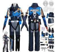 bbganlian Zenless Zone Zero Seth Lowell Disfraz de Cosplay Personaje del Juego Uniforme Conjunto Completo Halloween Fiesta Carnaval Traje de Vestir con Peluca Cola para Hombres (XXL)