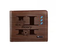 BBGDP Cartera De Hombre Personalizada con Nombre Grabado, Tarjetero De Cuero De Diseño Multifuncional, Accesorio For Hombre, Sorpresa De Aniversario For Marido(Brown)