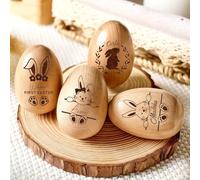 BBGDP Huevo De Madera Personalizado para La Primera Pascua De 2026, Recuerdo De Pascua con El Nombre del Bebé Grabado, Huevo De Madera con Conejito Grabado
