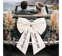 BBGDP Lazo De Cinta De Boda Personalizado, Decoraciones Personalizadas For Coches De Boda, Lazo De Satén Grande con Nombres De Novia Y Novio, Favores De Despedida De Soltera
