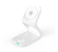 BBIAM Estación de carga inalámbrica magnética 3 en 1 con adaptador de 30 W para iPhone serie 16, 15, 14, 13, 12, Apple Watch y AirPods, compatible con cargador Apple MagSafe, color blanco