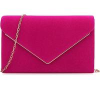 BBjinronjy - Bolso de noche con solapa y cadena desmontable para mujer, bolso de mano tipo sobre, bandolera para hombro, de gamuza sintética, para bodas, fiestas de cóctel, graduaciones, Fucsia, M