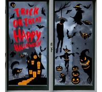 BBLIKE 9 Hojas de Imágenes para Ventanas de Halloween - Decoración con Calabaza, Gato Negro, Murciélago, Demonio para Puertas de Cristal
