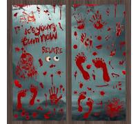 BBLIKE 9 Hojas de Imágenes para Ventanas de Halloween, Decoración con Pegatinas de Huellas de Manos Sangrientas para Puertas de Cristal
