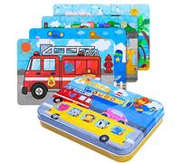BBLIKE Caja de 4 Rompecabezas de Madera para niños, con Diferentes Grados de dificultad, Herramienta de Aprendizaje Educativo, Mejor Regalo de cumpleaños para niños y niñas (Serie de Transporte)