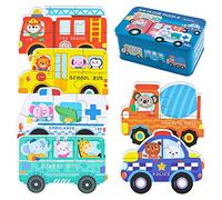 BBLIKE Juguetes Montessori Puzzle Infantil para niños, puzle de Madera, 6 Pack Rompecabezas Puzzle Juguetes Bebes para Niños de 1 2 3 4 5 Años Montessori Educativos Regalos 3D Patrón Puzles (Bus)