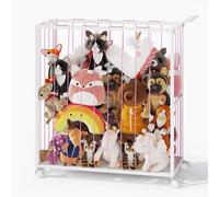 BBLIKE Organizador Peluches - Zoo Almacenaje Juguetes for Osito, Ahorrar Espacio Guarda Juguetes Infantil con Ruedas, Gran Capacidad Baul Juguetes for Sala de Juegos (Rosa)