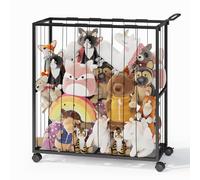 BBLIKE Organizador Peluches - Zoo Almacenaje Juguetes for Osito, Ahorrar Espacio Guarda Juguetes Infantil con Ruedas, Gran Capacidad Baul Juguetes for Sala de Juegos（Negro）