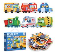 BBLIKE Puzzle 3 Años Juguetes Educativos Montessori, Puzzle Infantil 6 en 1 con Caja de Almacenamiento, Regalo para Niños 1-5 Años Conocer Animales y Automóviles, Juegos Didácticos Preescolar
