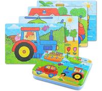 BBLIKE Puzzle,4 Pack Rompecabezas Puzzle Juguetes Bebes para Niños de Puzzle 1 2 3 4 5 Años Montessori Educativos Regalos 3D Patrón Puzzles Infantiles 3 años con Caja （Tren）