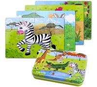 BBLIKE Puzzle, 4 Pack Rompecabezas Puzzle Juguetes Bebes para Niños de Puzzle 1 2 3 4 5 Años Montessori Educativos Regalos 3D Patrón Puzzles Infantiles 3 años con Caja (Tren)