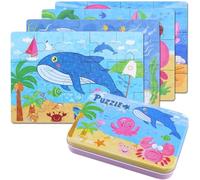 BBLIKE Puzzle, 4 Pack Rompecabezas Puzzle Juguetes Bebes para Niños de Puzzle 1 2 3 4 5 Años Montessori Educativos Regalos 3D Patrón Puzzles Infantiles 3 años con Caja （Oceano）