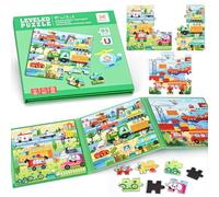 BBLIKE Puzzle Magnético para Niños, Libro Puzzle 3,4,5,6,7 años, Puzzles Montessori para Niños con Dinosaurios, Coches, Animales y Cosas, Juego Viaje
