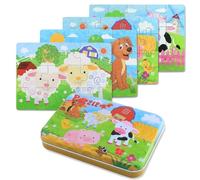 BBLIKE - Puzzle para niños, 4 niveles de dificultad, 9-20 piezas, Juguete educativo para niños y niñas de 3 años + (animales de granja)