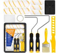 BBLTIFF 12pcs Kit Rodillo Para Pintar Paredes, Kit Pintar Pared Kits de Herramientas de Pintura Para Todo Tipo de Superficies y Pinturas Pelo Medio con Bandeja Mango Ergonómico Para La Decoración