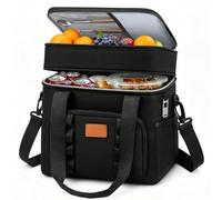 BBLTIFF 30.7L Bolsa Termica Porta Alimentos, Bolsa Comida Trabajo de Doble Capa, Nevera Portatil, Bolsa Isotermica Porta Alimentos con Bandolera, Abrebotellas, para Picnics, Trabajo, Camping