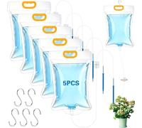 BBLTIFF Bolsa de Riego por Goteo, 5 PCS 3,5L Bolsa Dispositivos Automáticos de Riego Para Plantas con Flujo Ajustable & 4 Gancho, Sistema Automático para Plantes D'intérieur et D'extérieur